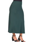 Womens Elastic Waist Solid Color Maxi Skirt