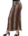 Animal Print Foldover Waist Maxi Skirt