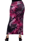 Pink Tie Dye Fold over Waist Maxi Skirt