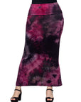 Pink Tie Dye Fold over Waist Maxi Skirt