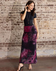 Pink Tie Dye Fold over Waist Maxi Skirt