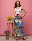 24seven Comfort Apparel Womens Multicolor Floral Print Foldover Waist Maxi Skirt