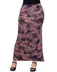 Paisley Print Fold Over Waist Maxi Skirt