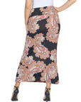 Womens Black Paisley Print Foldover Maxi Skirt
