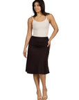 A Line Elastic Waist Knee Length Skirt