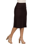 A Line Elastic Waist Knee Length Skirt