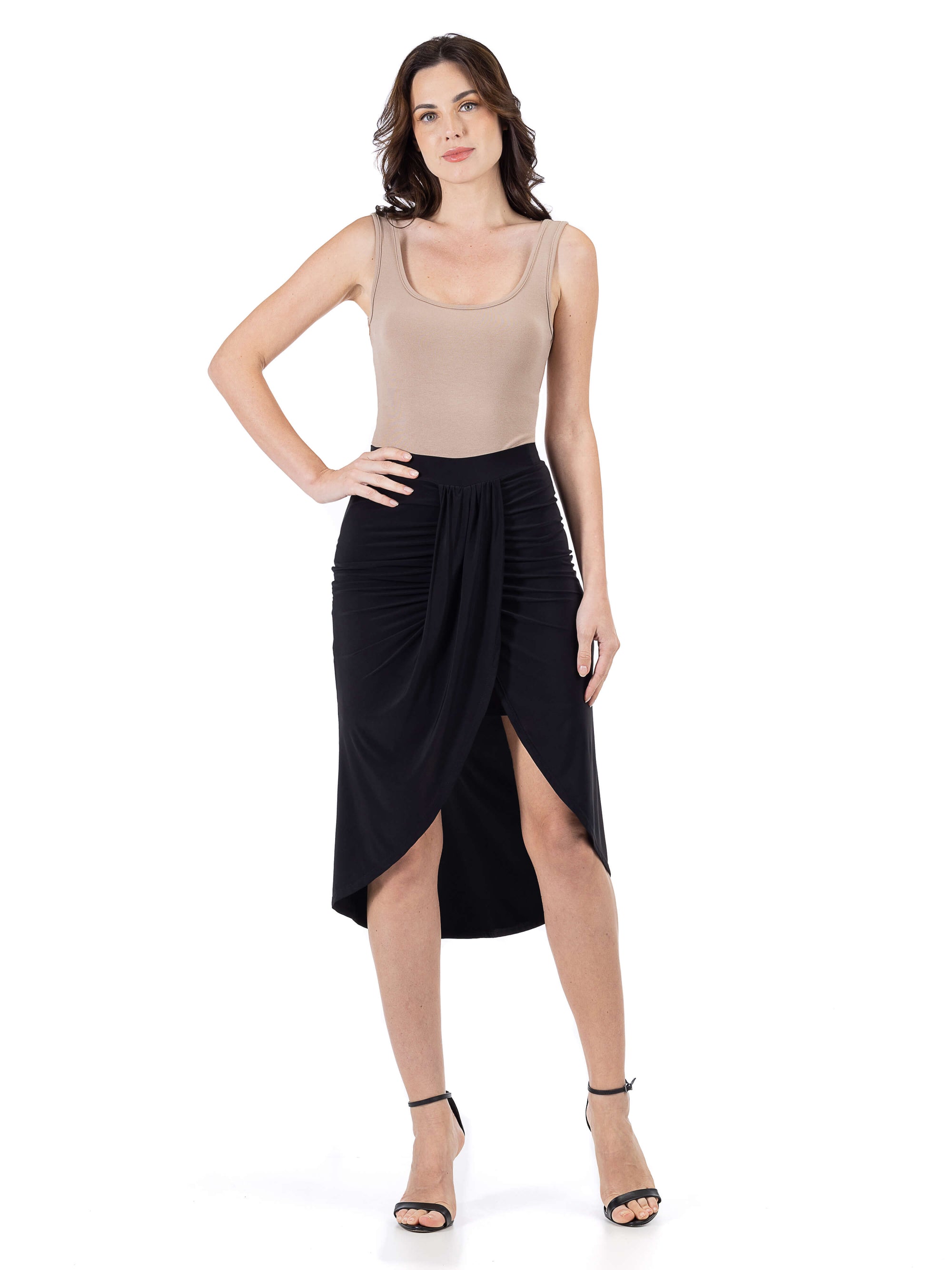 Solid Color Knee Length Tulip Skirt