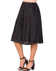 Elegant Accordion Pleated Elastic Waistband Party Midi Skirt