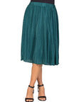 Elegant Accordion Pleated Elastic Waistband Party Midi Skirt