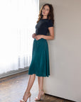 Elegant Accordion Pleated Elastic Waistband Party Midi Skirt