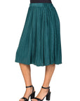Elegant Accordion Pleated Elastic Waistband Party Midi Skirt