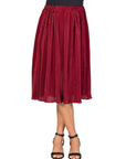 Elegant Accordion Pleated Elastic Waistband Party Midi Skirt