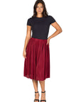 Elegant Accordion Pleated Elastic Waistband Party Midi Skirt