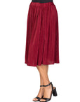 Elegant Accordion Pleated Elastic Waistband Party Midi Skirt
