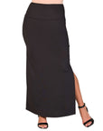 Versatile Side Slit Elastic Waist Maxi Skirt