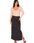Versatile Side Slit Elastic Waist Maxi Skirt