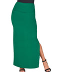 Versatile Side Slit Elastic Waist Maxi Skirt
