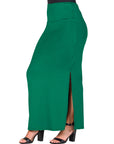 Versatile Side Slit Elastic Waist Maxi Skirt