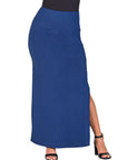 Versatile Side Slit Elastic Waist Maxi Skirt