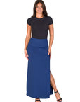 Versatile Side Slit Elastic Waist Maxi Skirt