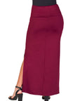 Versatile Side Slit Elastic Waist Maxi Skirt