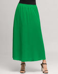24seven Comfort Apparel Womens Elastic Waist A Line Maxi Skirt