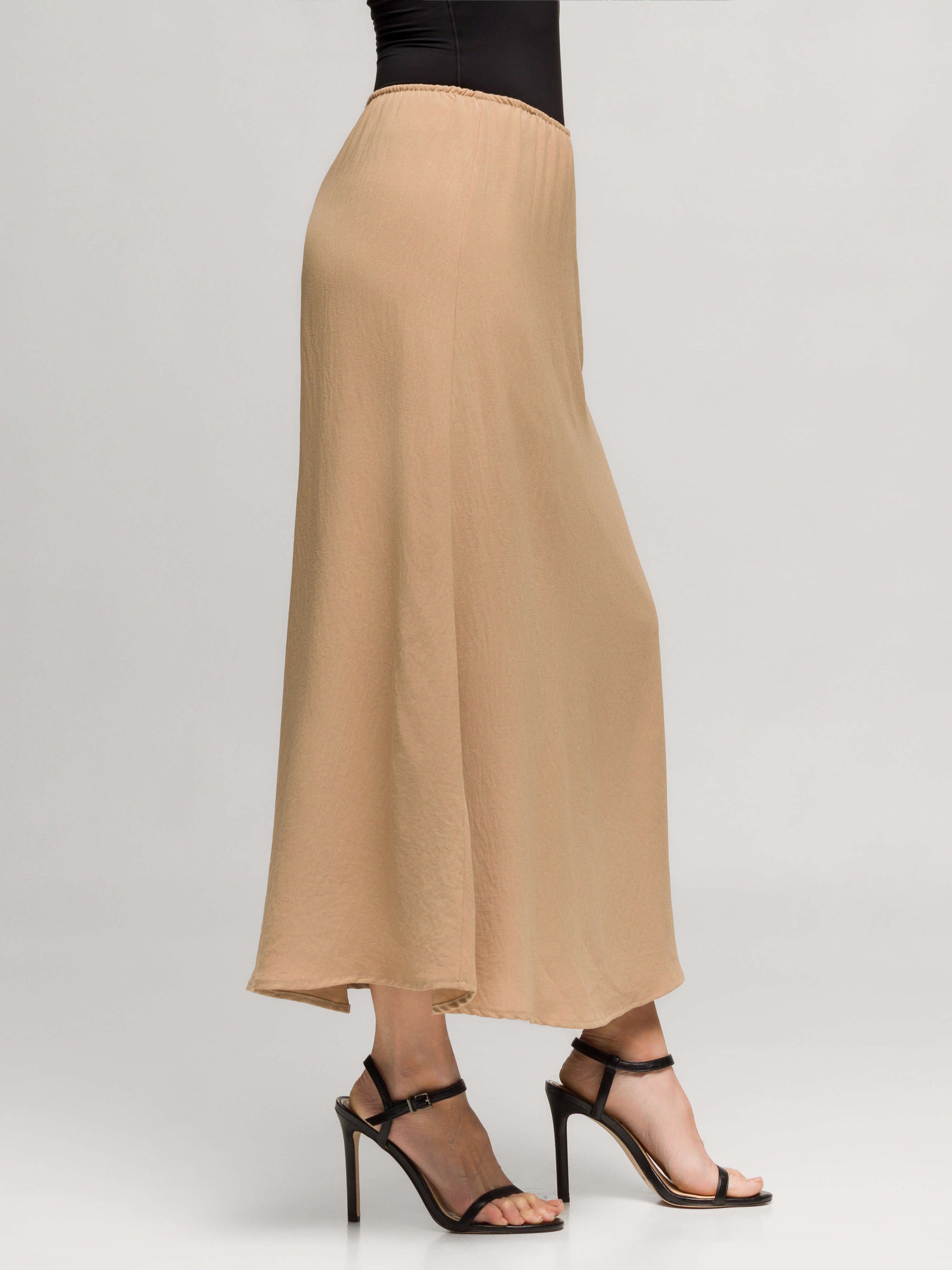 24seven Comfort Apparel Womens Elastic Waist A Line Maxi Skirt