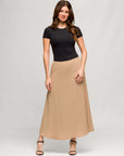 24seven Comfort Apparel Womens Elastic Waist A Line Maxi Skirt