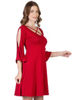 Womens Knee Length Cold Shoulder Dress
