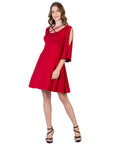 Womens Knee Length Cold Shoulder Dress