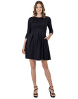 Perfect Long Sleeve Fit and Flare Pocket Dress For Women