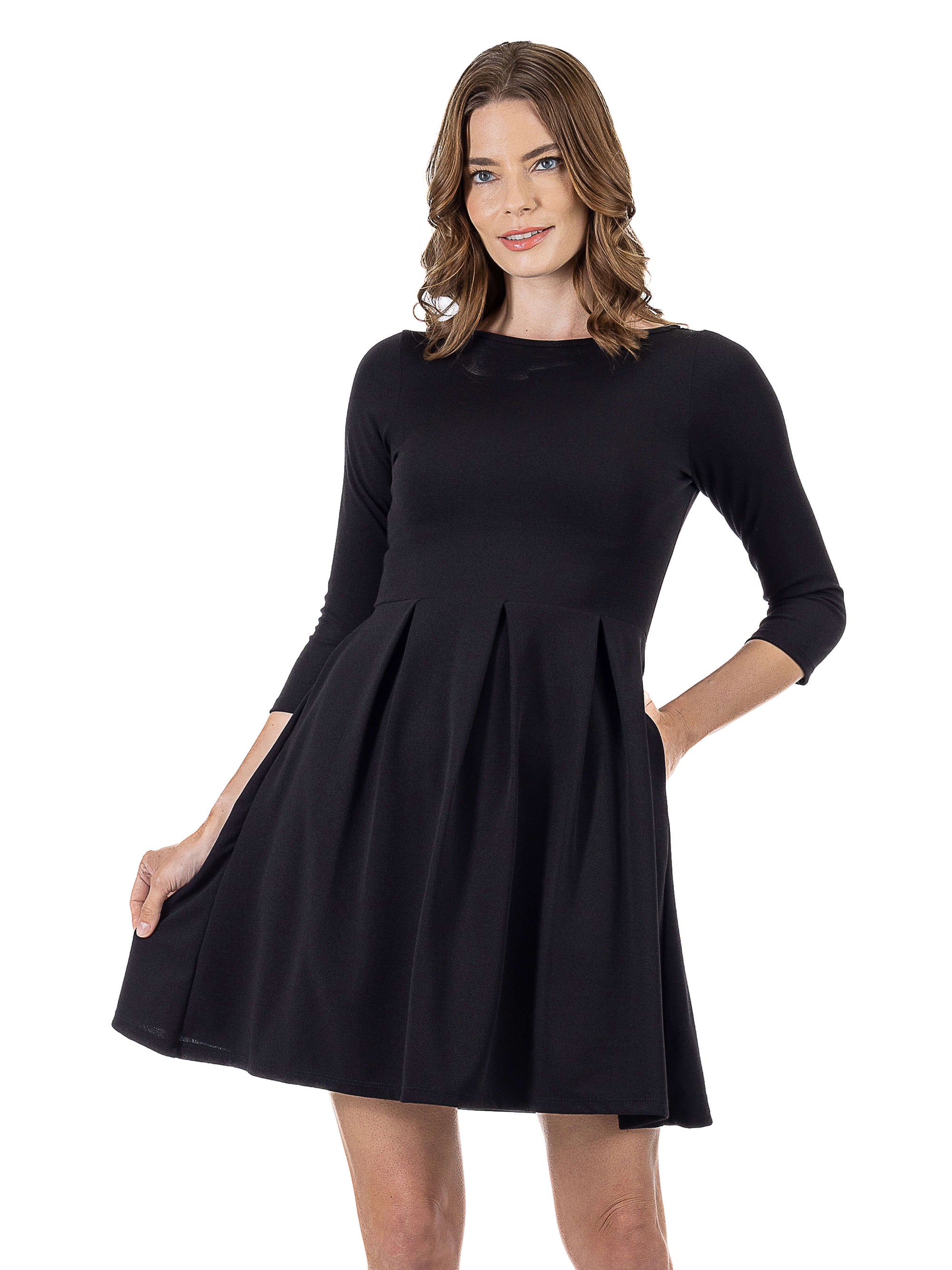 Perfect Long Sleeve Fit and Flare Pocket Dress For Women