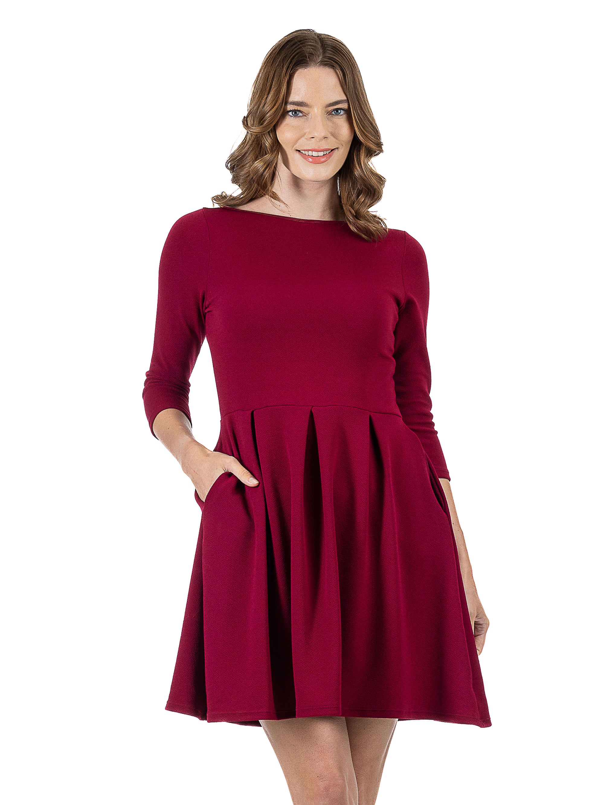 Perfect Long Sleeve Fit and Flare Pocket Dress For Women