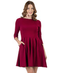 Perfect Long Sleeve Fit and Flare Pocket Dress For Women
