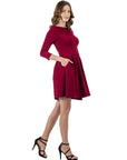 Perfect Long Sleeve Fit and Flare Pocket Dress For Women
