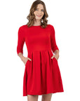 Perfect Long Sleeve Fit and Flare Pocket Dress For Women