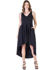 Womens Sleeveless Fit N Flare High Low Dress