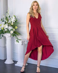 Womens Sleeveless Fit N Flare High Low Dress