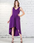 Womens Sleeveless Fit N Flare High Low Dress
