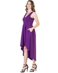 Womens Sleeveless Fit N Flare High Low Dress
