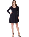 Womens Long Sleeve Knee Length Skater Dress