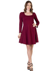 Womens Long Sleeve Knee Length Skater Dress