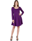 Womens Long Sleeve Knee Length Skater Dress