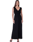 V Neck Sleeveless Maxi Dress with Belt