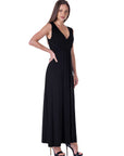V Neck Sleeveless Maxi Dress with Belt