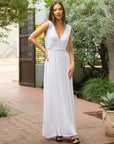 V Neck Sleeveless Maxi Dress with Belt
