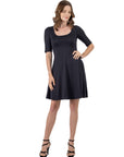 A Line Knee Length Dress with Elbow Length Sleeves