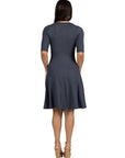 A Line Knee Length Dress with Elbow Length Sleeves