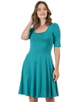A Line Knee Length Dress with Elbow Length Sleeves