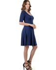 A Line Knee Length Dress with Elbow Length Sleeves